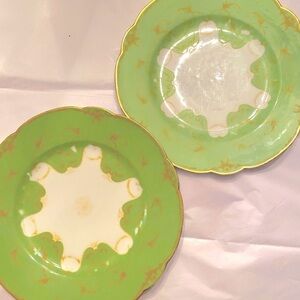 Antique Haviland Green and Gold Scalloped Dinnerware Plates 2